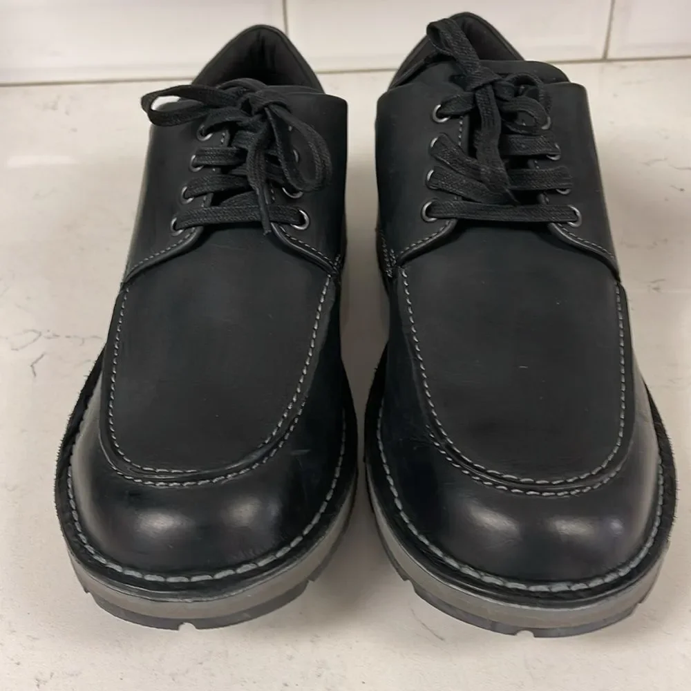 Clarks Gravelle Low Shoes Black Leather Men's Shoes Size 13 Wide ?